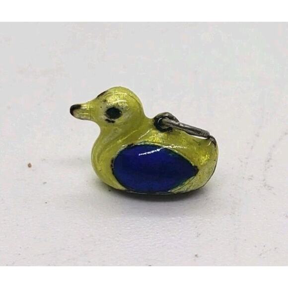 Vintage Charm Decoy Carnival Rubber Duck Sterling Silver & Enamel SUPER RARE - Picture 1 of 8